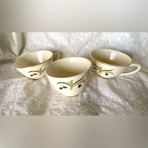 VTG EDWIN KNOWLES CHINA FORSYTHIA 2 CUPS + 1 SUGAR BOWL  FLOWERS & GOLD TRIM